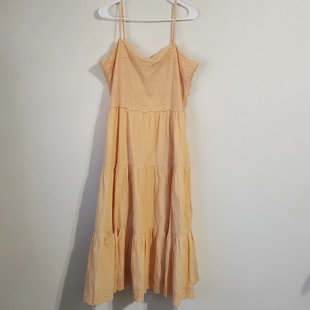 New American Eagle Orange Scalloped Midi Dress Size XL - Picture 5 of 11